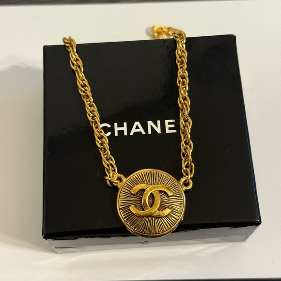 Chanel Vintage Gold CC Medallion Pendant Necklace